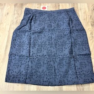 Boden Elegant Navy Blue Eyelet Skirt size 10R NWT MSRP‎ $100